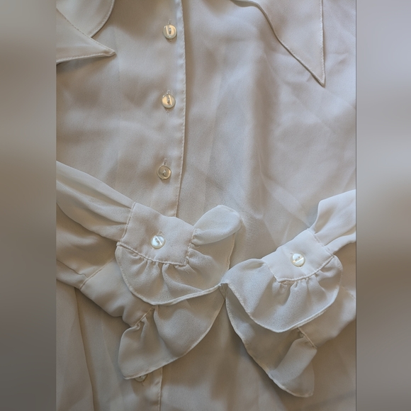 90's Express Triangle Collar Button Up Blouse - Picture 7 of 11